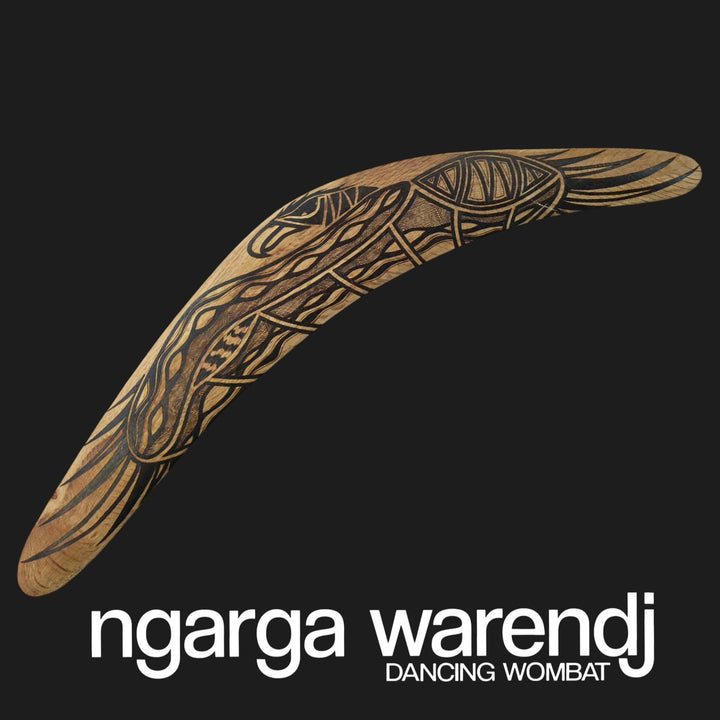 BOOMERANG WANGIM X-LARGE AUSTRALIAN SWAMP OAK - BUNDJIL WEDGE TAILED EAGLE DESIGN
