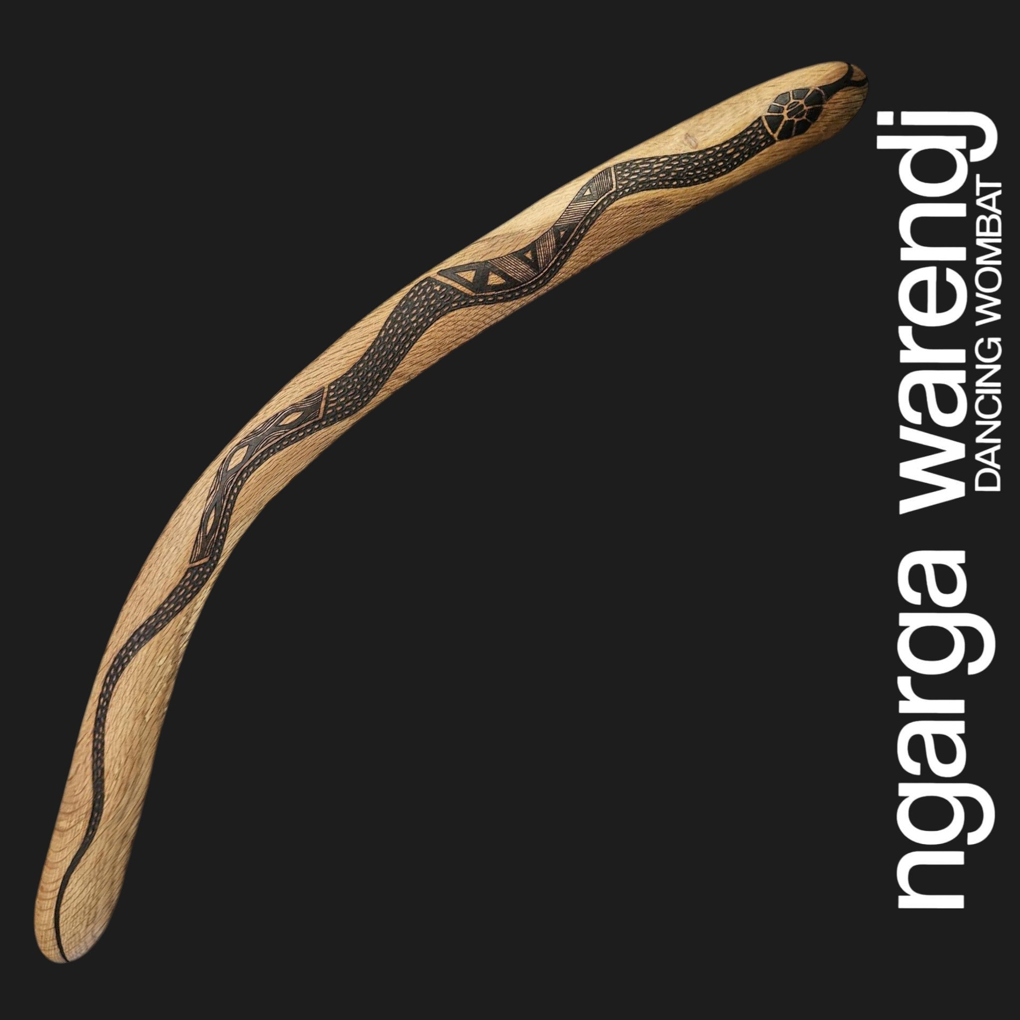Snake Bumerang BOOMERANG WANGIM X-LARGE AUSTRALIAN SWAMP OAK - GAAN THE SNAKE DESIGN ...