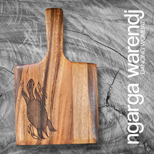 ACACIA WOOD SMALL SQUARE PADDLE - ASSORTED DESIGNS