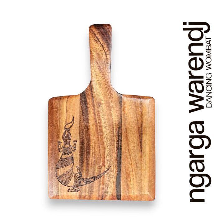 ACACIA WOOD SMALL SQUARE PADDLE - ASSORTED DESIGNS
