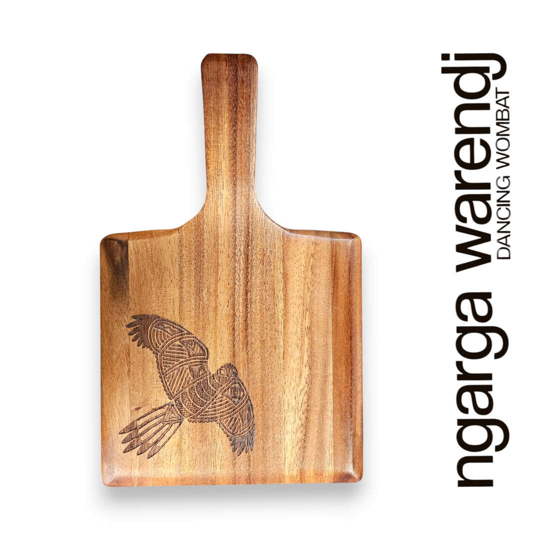 ACACIA WOOD SMALL SQUARE PADDLE - ASSORTED DESIGNS