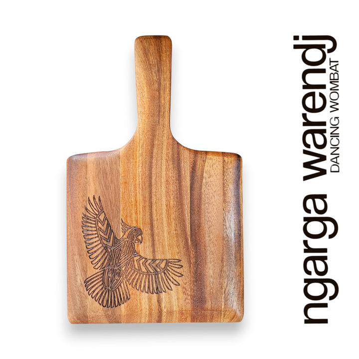 ACACIA WOOD SMALL SQUARE PADDLE - ASSORTED DESIGNS