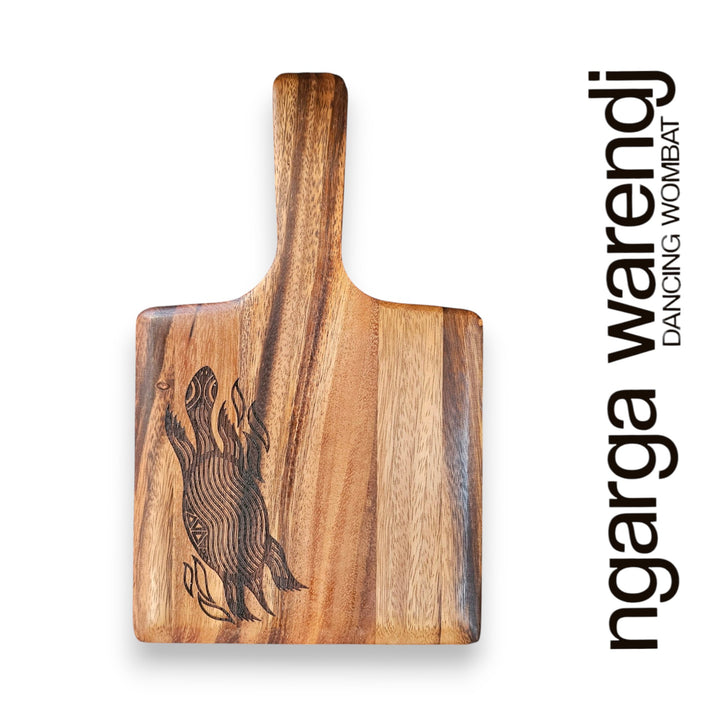 ACACIA WOOD SMALL SQUARE PADDLE - ASSORTED DESIGNS