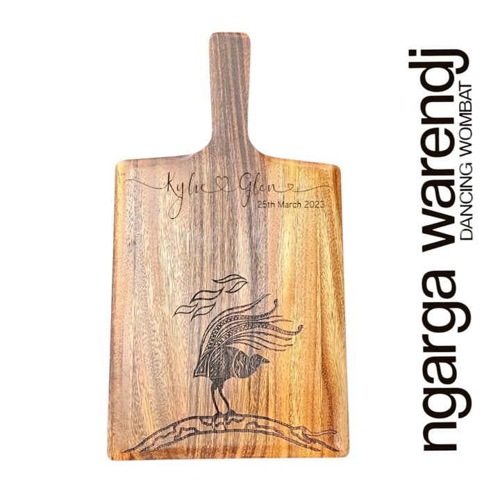 ACACIA WOOD SMALL RECTANGLE PADDLE BOARD - ASSORTED DESIGNS