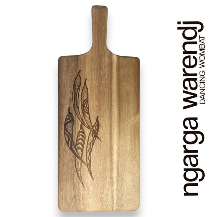 ACACIA WOOD MEDIUM RECTANGLE PADDLE BOARD - ASSORTED DESIGNS