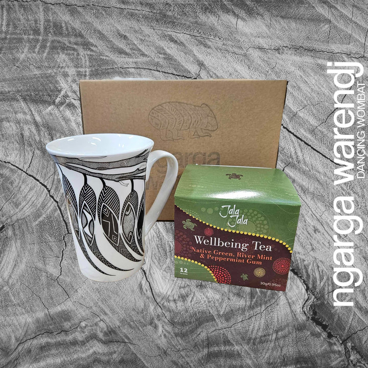 Ngarga Warendj Gum leaves Mug and Jala Jala Tea Gift Box Hamper