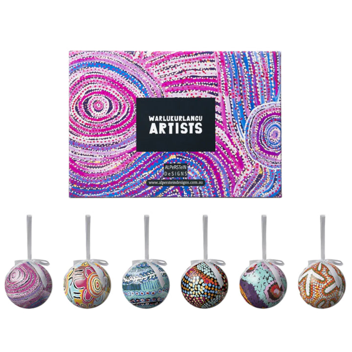 6 PACK XMAS BAUBLES - ABORIGINAL ART BY WARLUKURLANGU ARTISTS