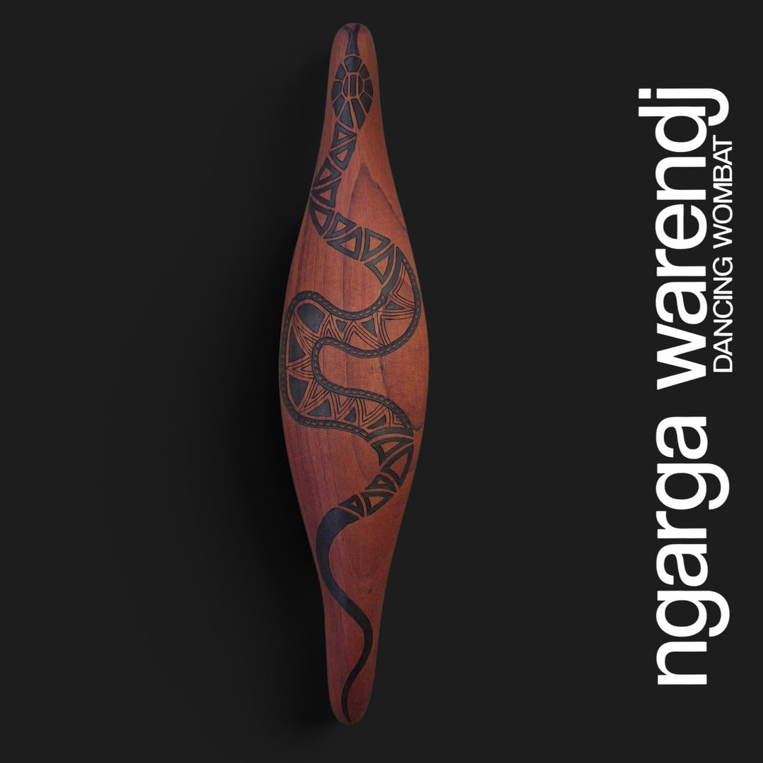 PARRYING SHIELD SMALL AUSTRALIAN RED CEDAR- GAAN THE SNAKE DESIGN