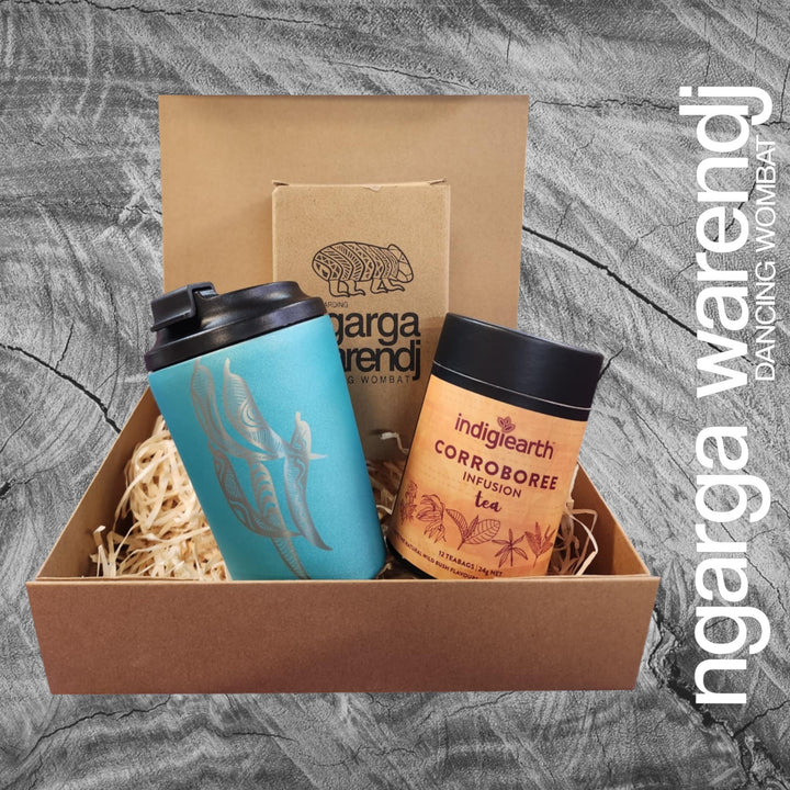 Ngarga Warendj Gift Box Indigiearth Tea and Gum Leaves Stainless Steel Keep Cup Hamper Pack