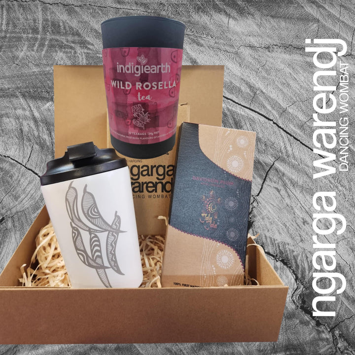 Ngarga Warendj Gift Box Gum Leaves Stainless Steel Keep Cup & Chocolate Hamper Pack