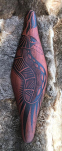 Australian Red Cedar Parrying Malgarr with Bunjil the Wedge Tailed Eagle Design. and Made in Australia by Ngarga Warendj Dancing Wombat - Victorian Taungurung artist Mick Harding.