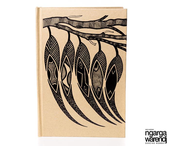 NGARGA WARENDJ DANCING WOMBAT HARD COVER A5 JOURNAL WITH GUM LEAF DESIGN-Ngarga Warendj