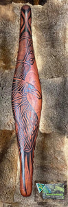 Parrying Malgarr - Large Wide with Bunjil the Wedge Tailed Eagle Design.    Traditionally malgarr ( shields ) were used with liyangayil (fighting clubs) for hand to hand combat with our enemies.  I have replicated the shape of these shields in my artwork. Hand crafted in Australia from Australian Red Cedar timber.  All artefacts come with an information card.  The card has information about the artist, artefact and design.  All designs are based on traditional Aboriginal symbols from South East Australia.