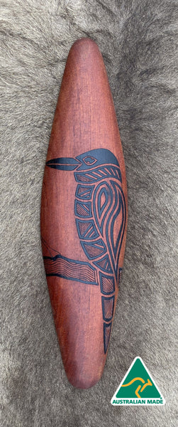 Traditionally malgarr ( shields ) were used with liyangayil ( fighting clubs)  for hand to hand combat with our enemies.  I have replicated the shape of these shields in my artwork.  Garrng Garrng is the Taungwurrung name for the Kookaburra. It is a bird that is known for its distinctive laugh and is a skilled hunter  with its large beak.  You can often hear Garrng Garrng early in the  morning, laughing in the distance.   Hand crafted in Australia from Australian Red Cedar timber. 