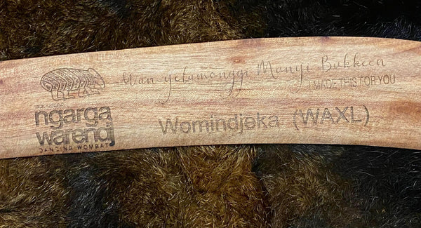 WOMINDJEKA GUM LEAVES BOOMERANG WANGIM STRINGYBARK X-LARGE