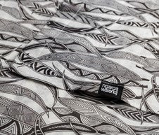 NGARGA WARENDJ DANCING WOMBAT LINEN SCARF ALL OVER GUM LEAVES