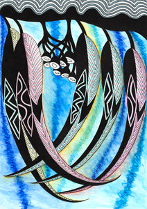 ART CARDS GUM LEAVES BLUE 147-Ngarga Warendj