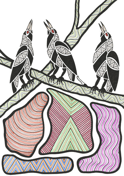 ART CARD MAGPIES 210-Ngarga Warendj